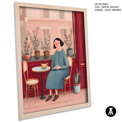 Artwork in Light Brown Frame