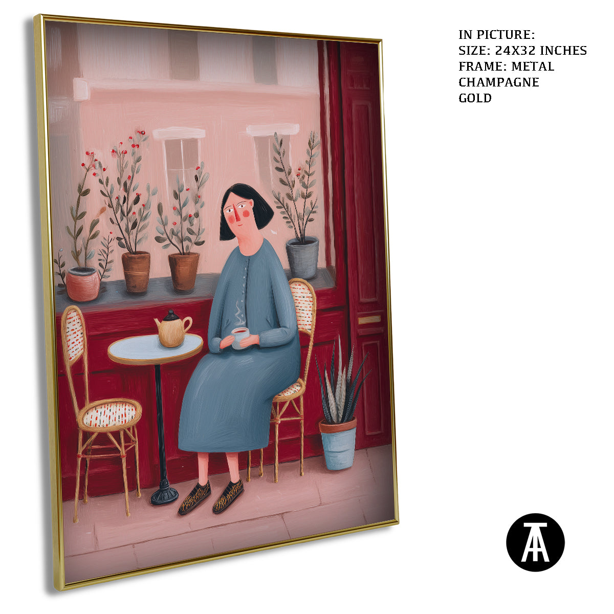 Artwork in Metal Champagne Gold Frame