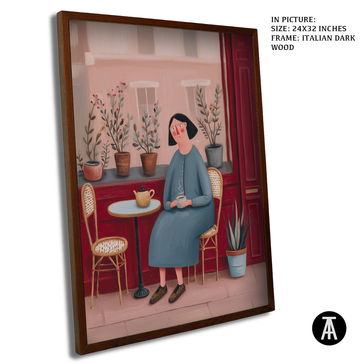 Artwork in Dark Wood Frame