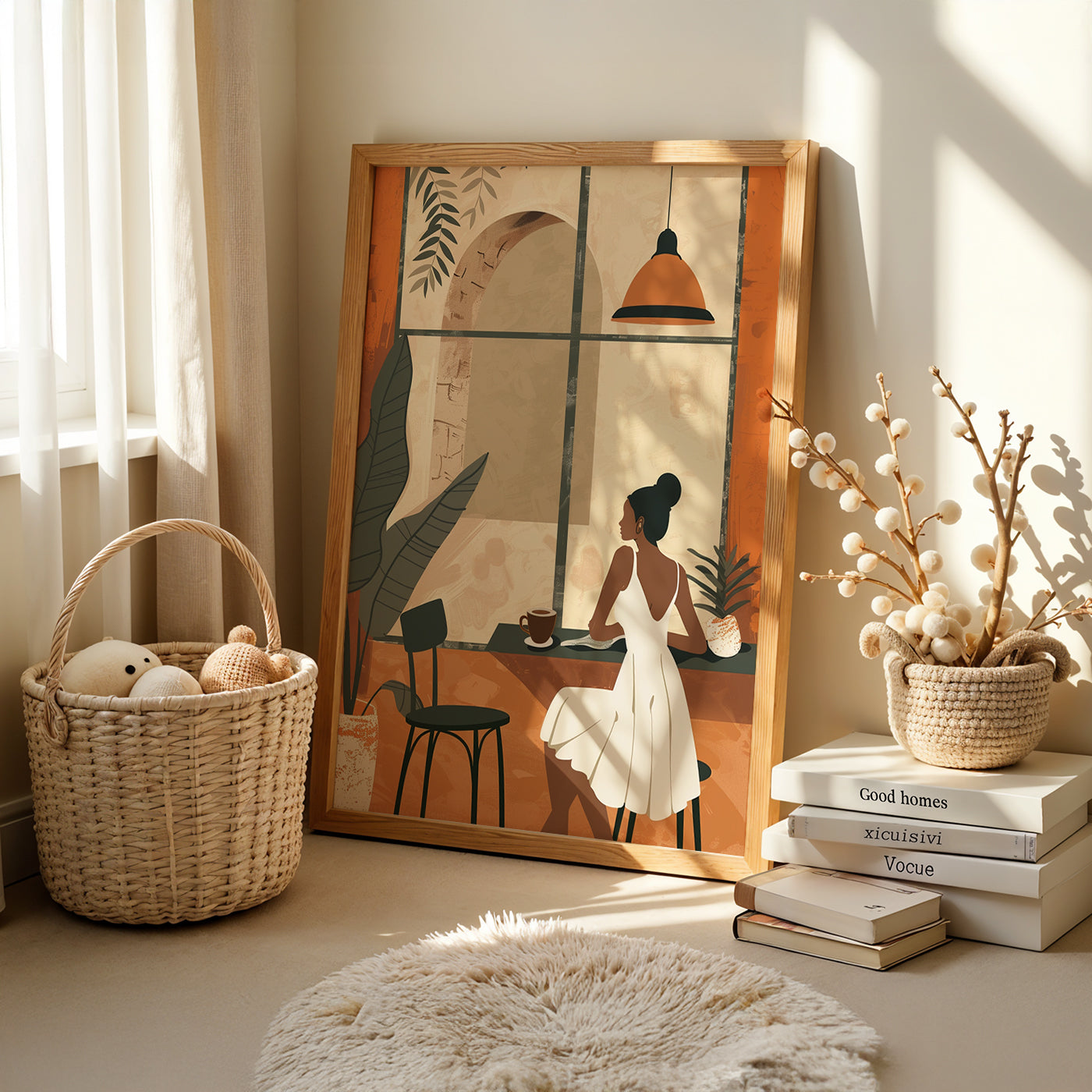 Boho Art Painting in a Lifestyle Setting