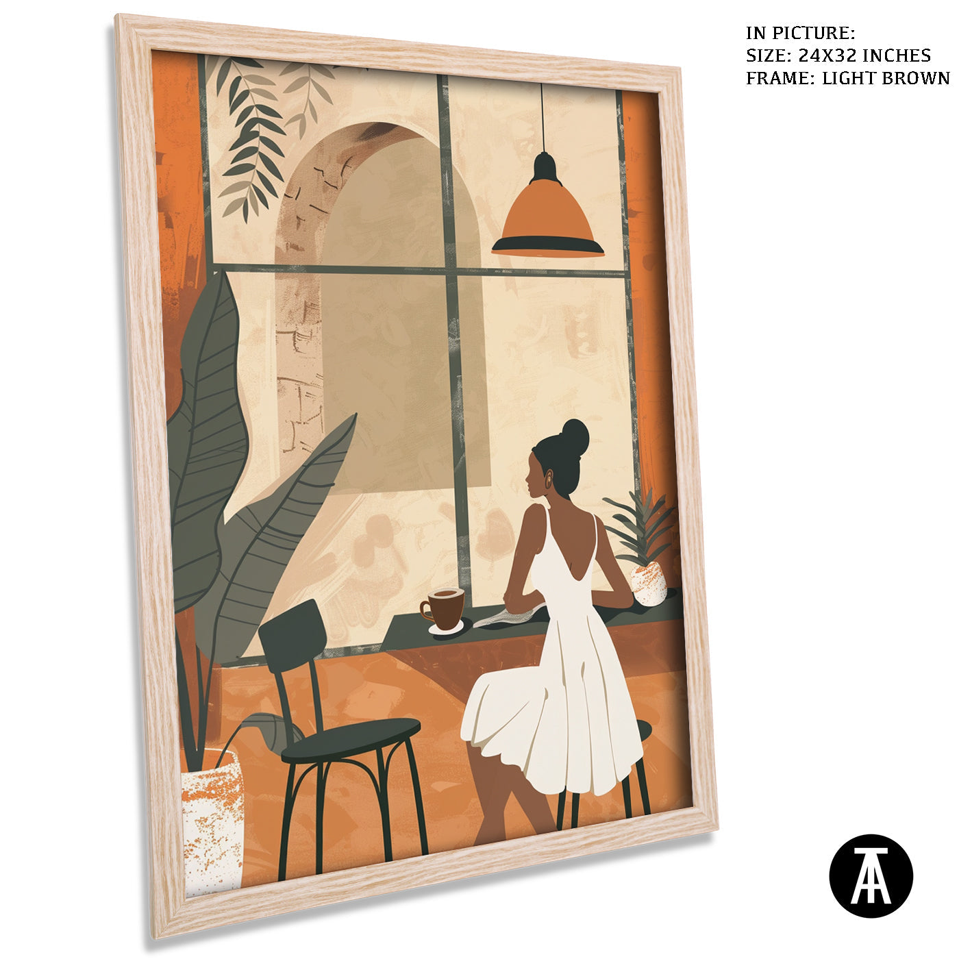 Artwork in Light Brown Frame