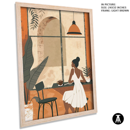 Artwork in Light Brown Frame