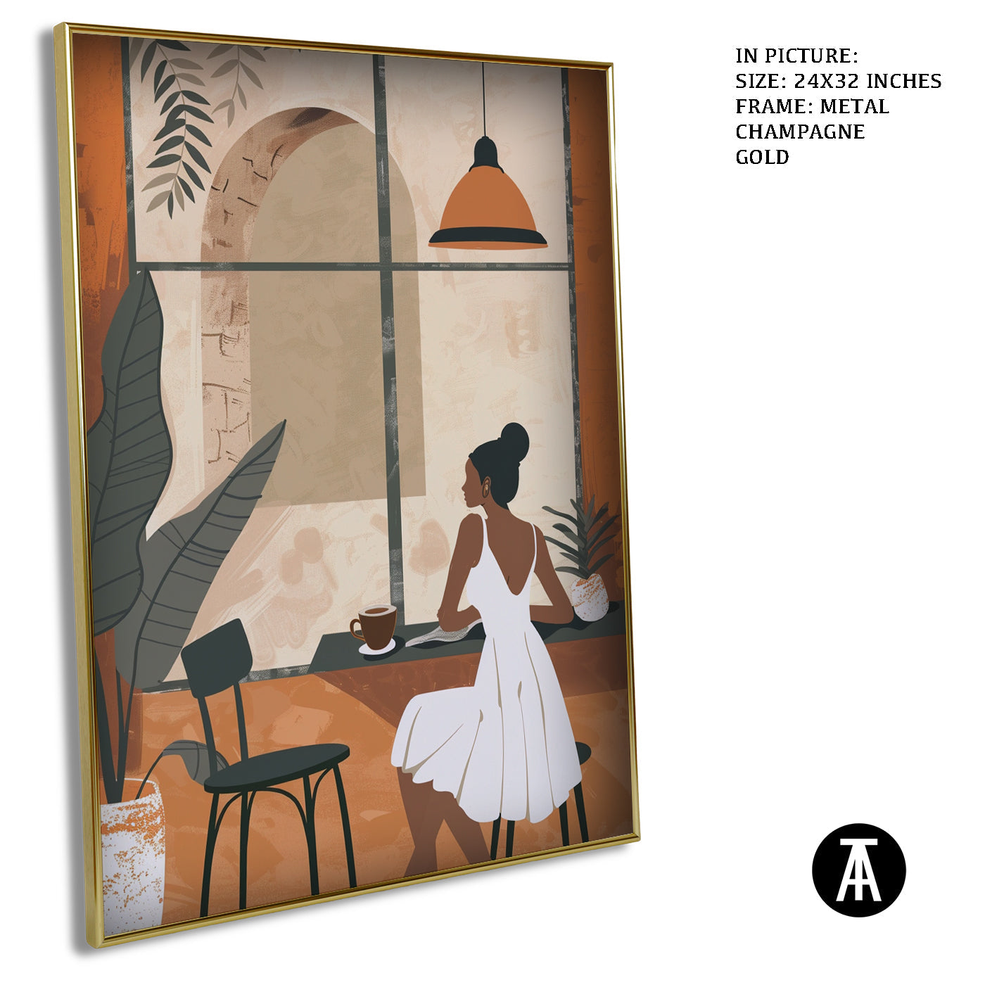 Artwork in Metal Champagne Gold Frame