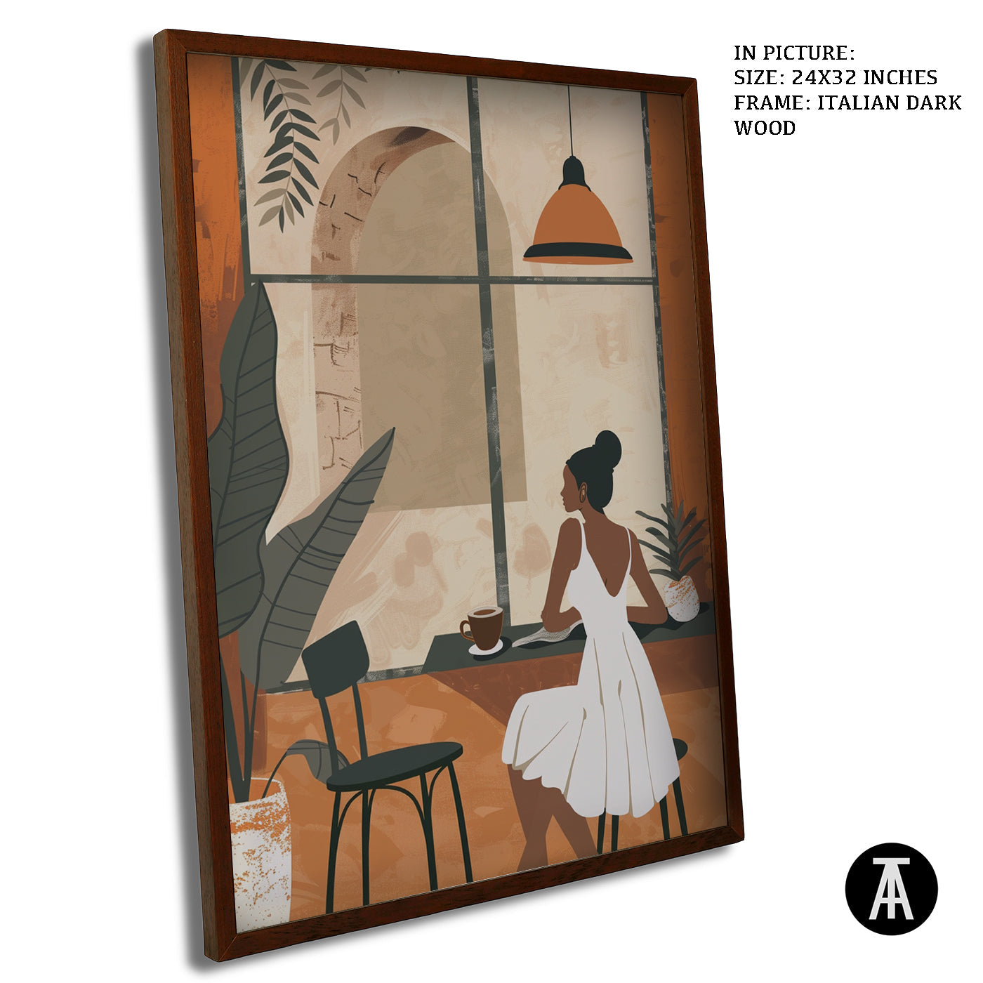 Artwork in Dark Wood Frame