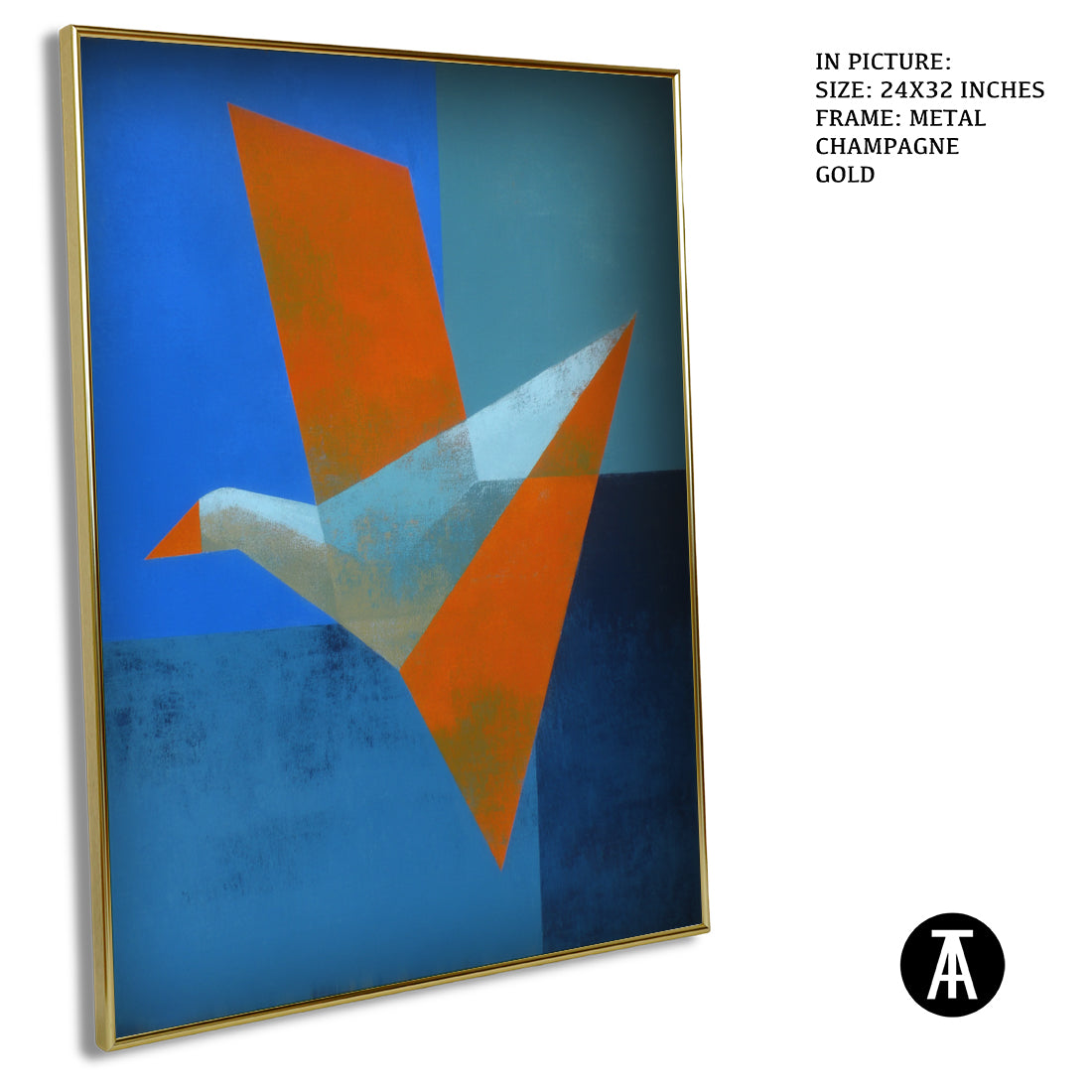 Artwork in Metal Champagne Gold Frame