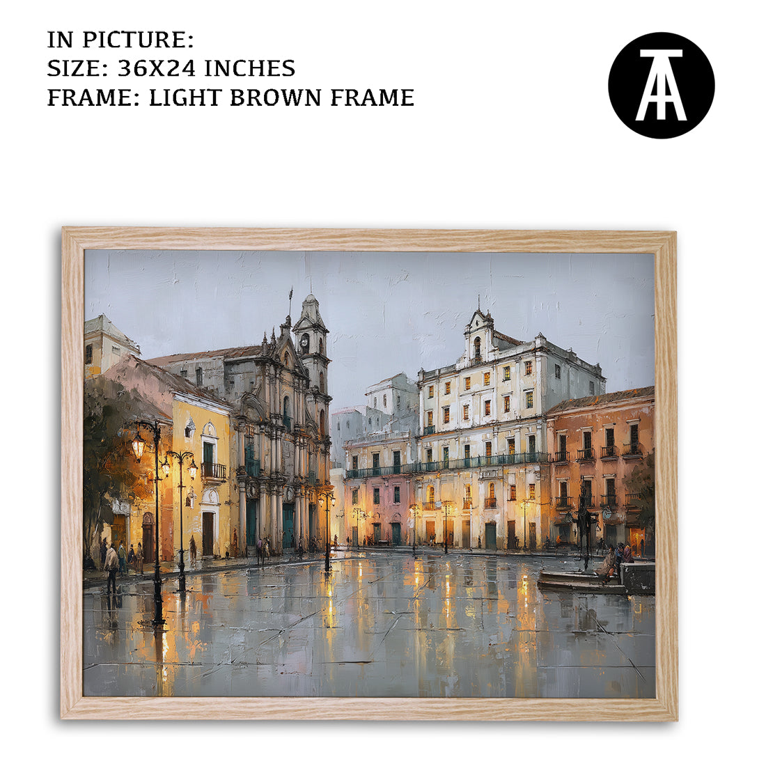 Artwork in Light Brown Frame