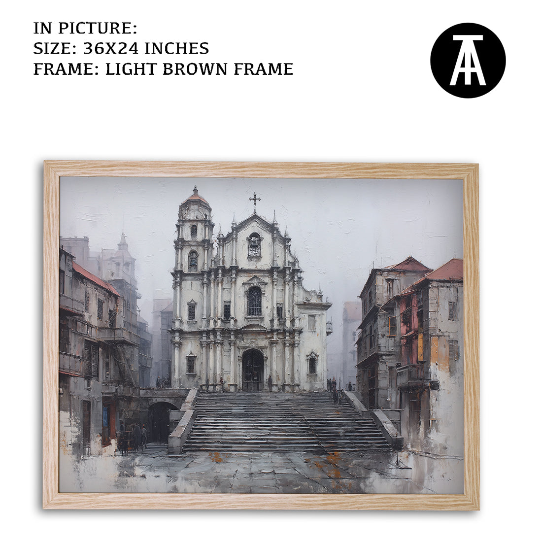 Artwork in Light Brown Frame
