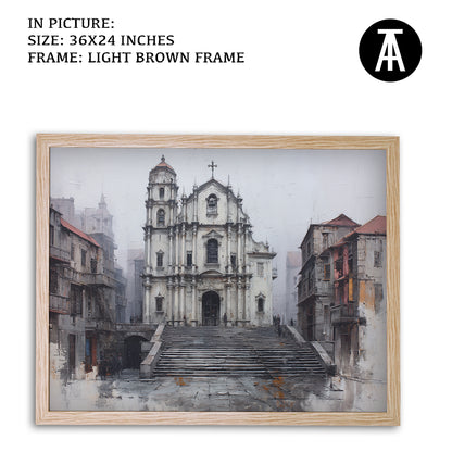 Artwork in Light Brown Frame