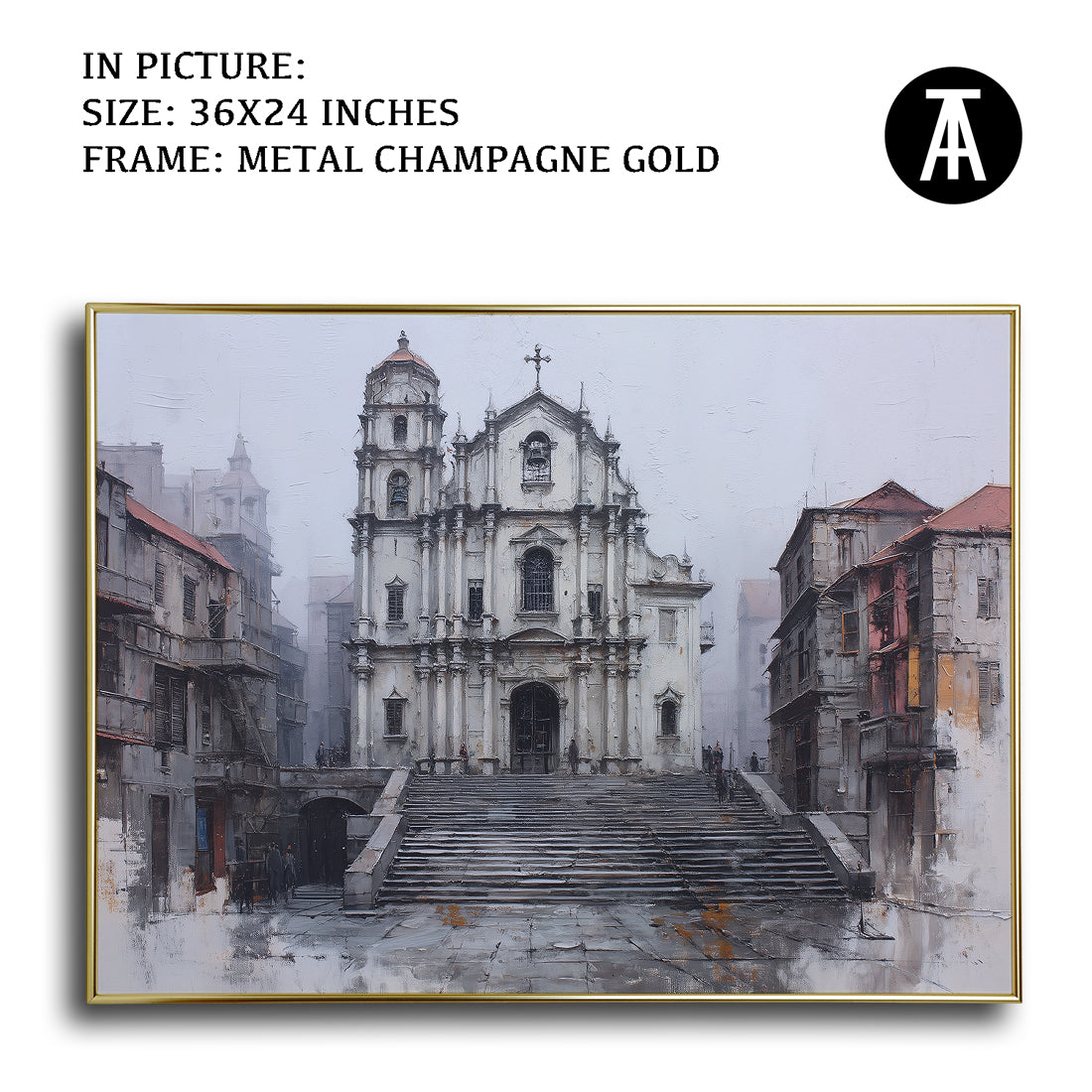 Artwork in Metal Champagne Gold Frame
