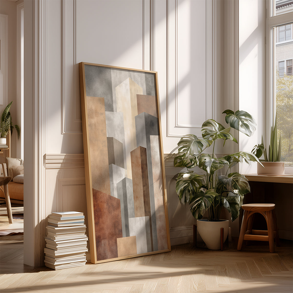 Panoramic Indian Painting in a Lifestyle Setting