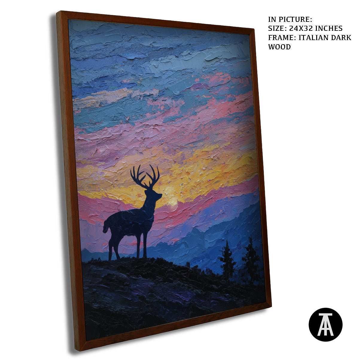 Artwork in Dark Wood Frame