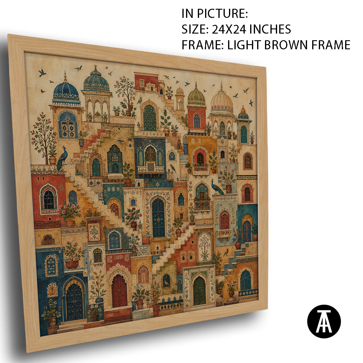 Artwork in Light Brown Frame