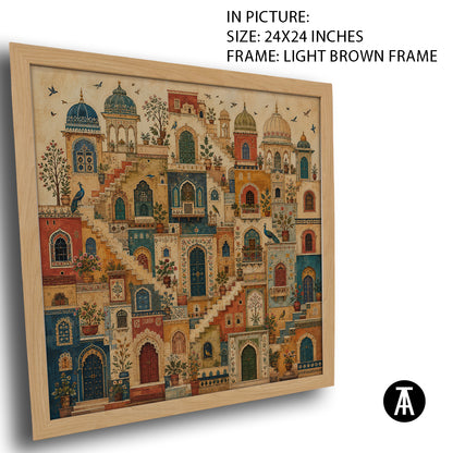 Artwork in Light Brown Frame