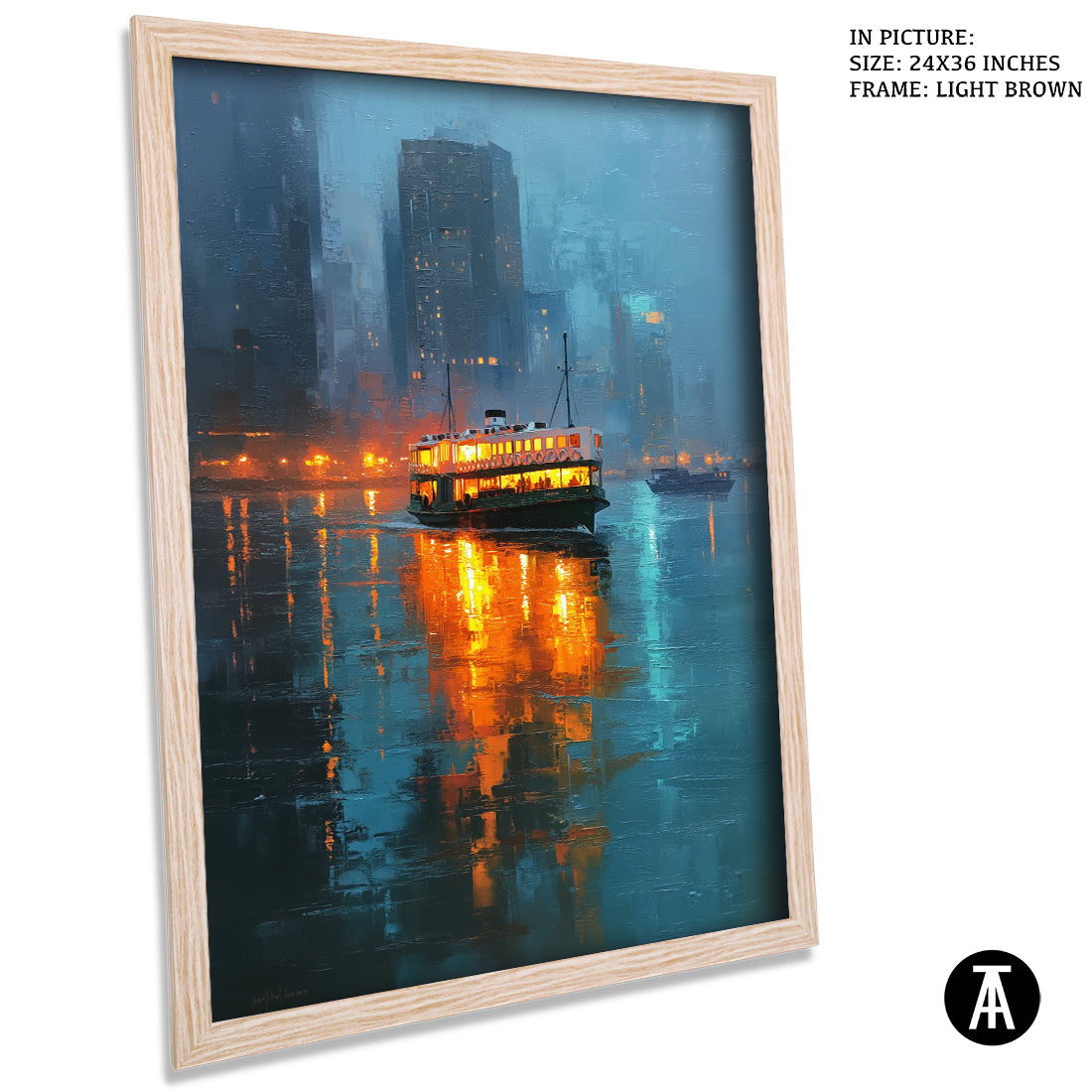 Artwork in Light Brown Frame
