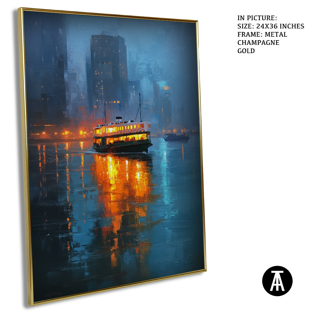 Artwork in Metal Champagne Gold Frame