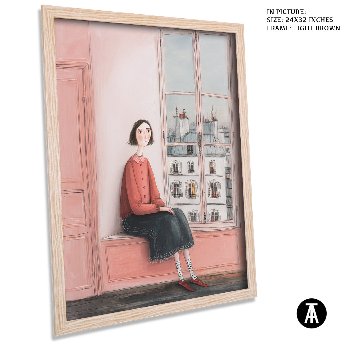 Artwork in Light Brown Frame