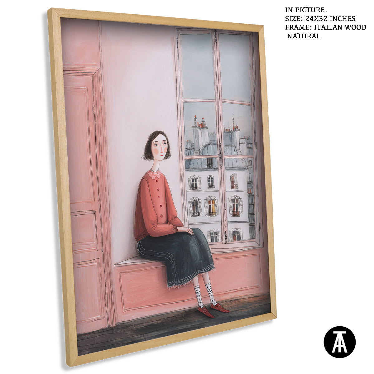 Artwork in Natural Wood Frame