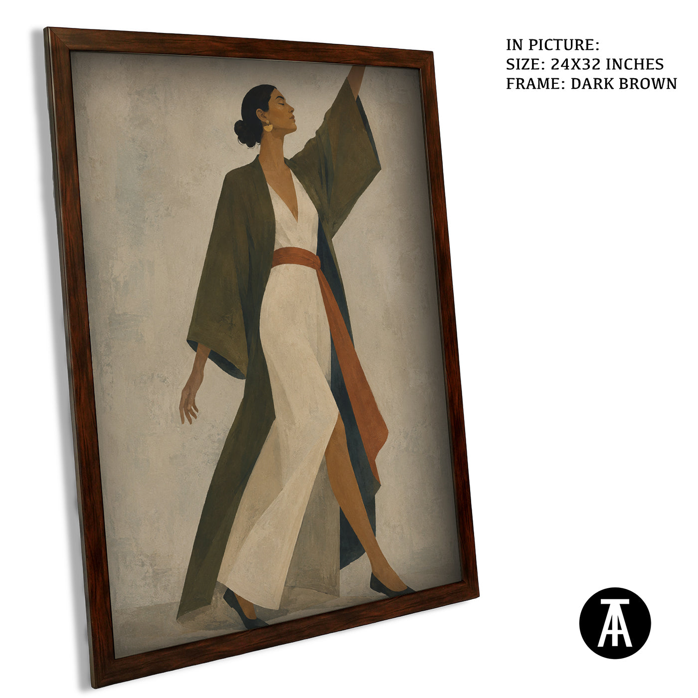 Artwork in Dark Brown Frame