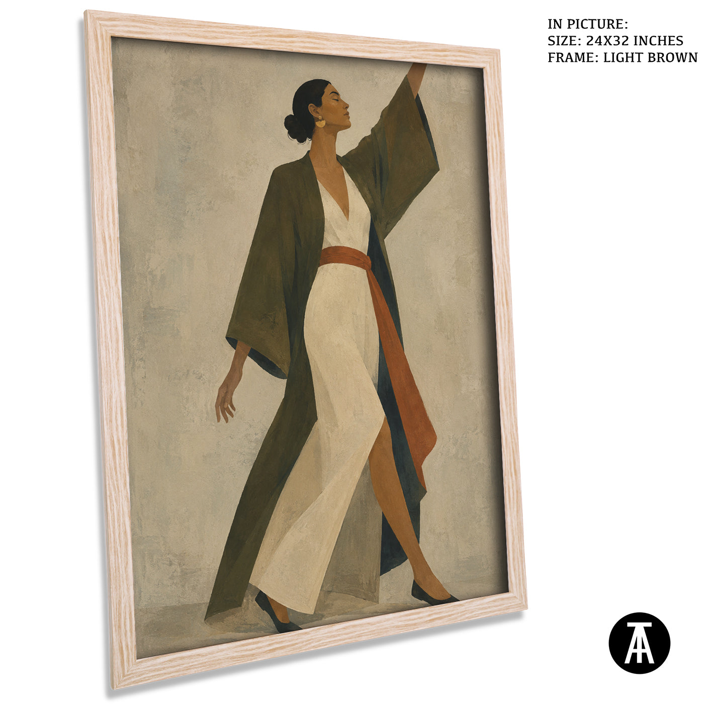 Artwork in Light Brown Frame