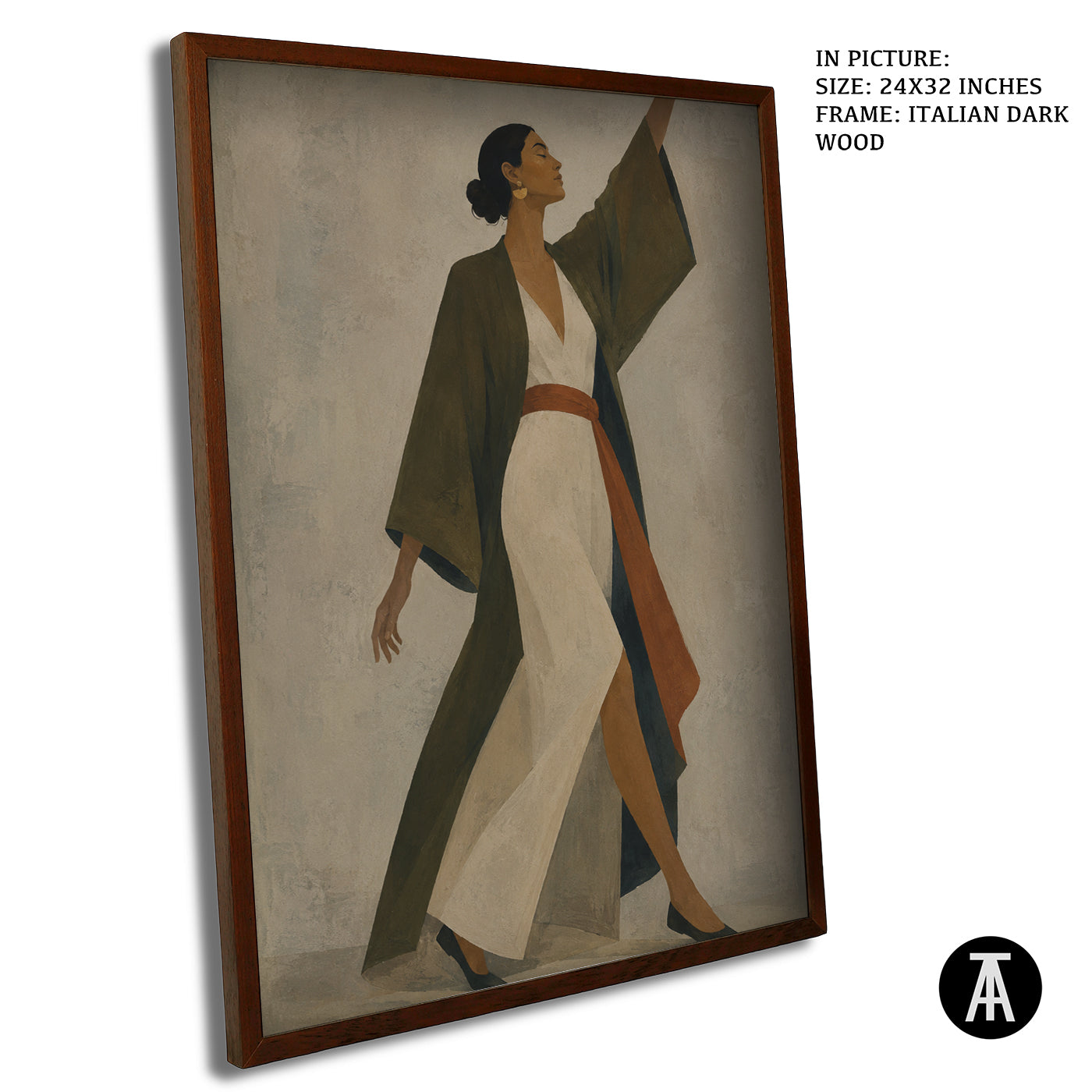 Artwork in Dark Wood Frame