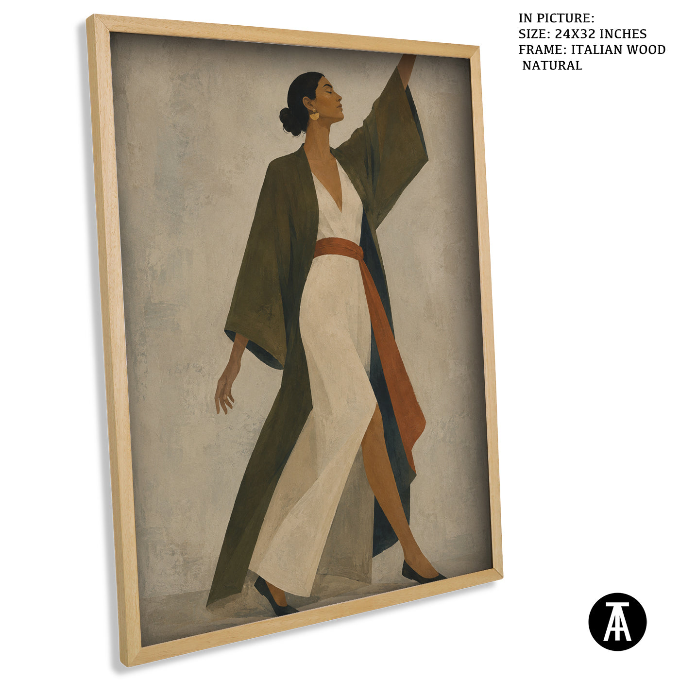 Artwork in Natural Wood Frame