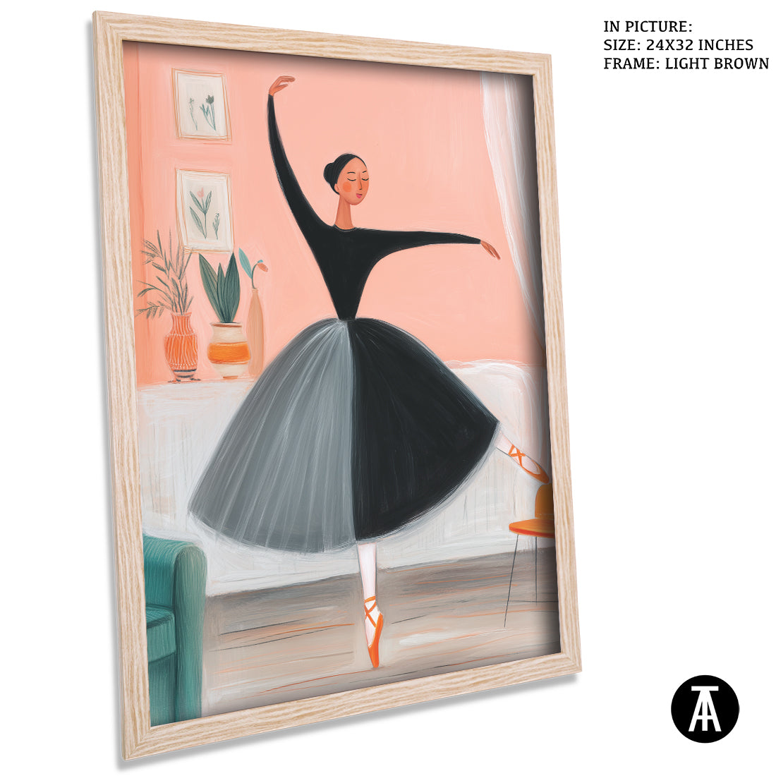 Sample Artwork in Light Brown Frame