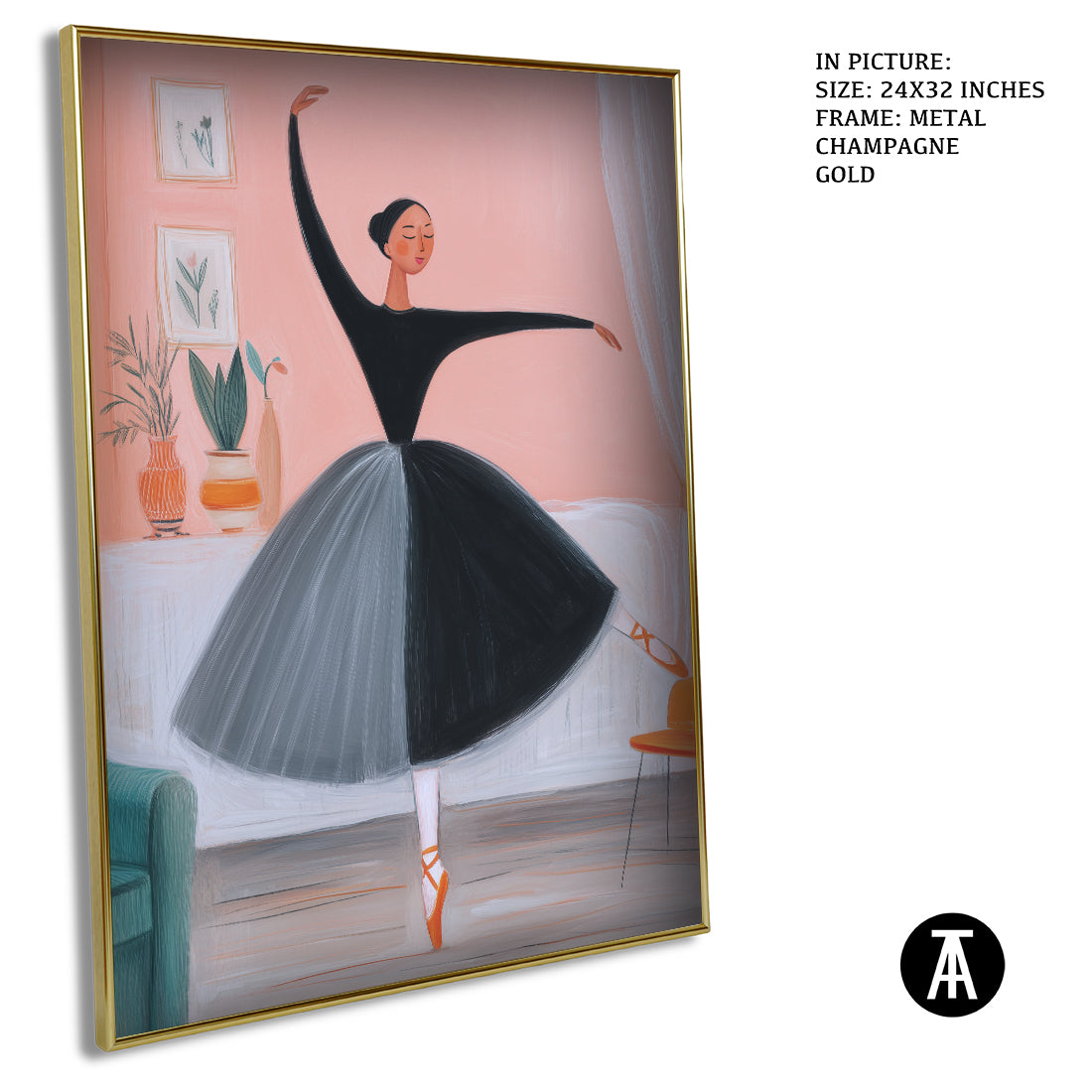Sample Artwork in Champagne gold Metal Frame