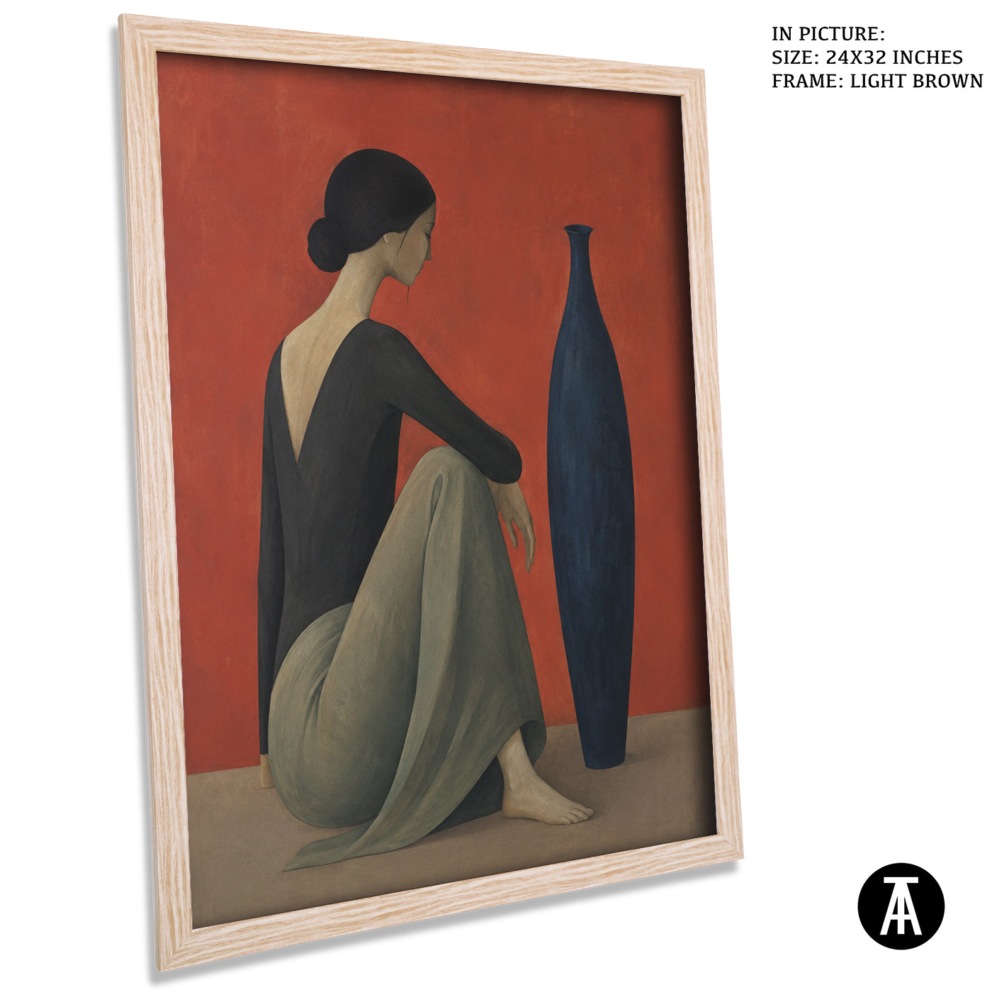 Artwork in Light Brown Frame