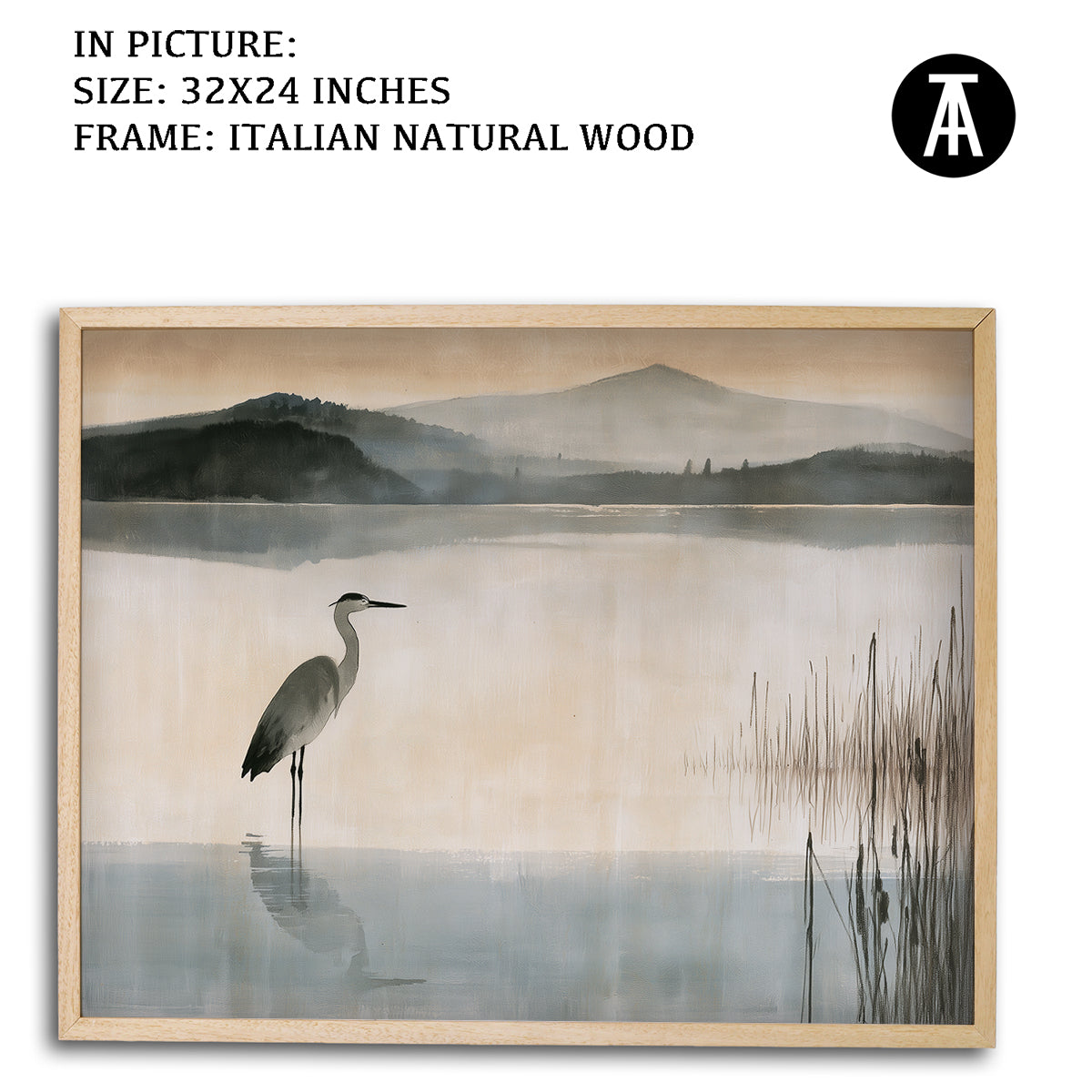 Artwork in Natural Wood Frame