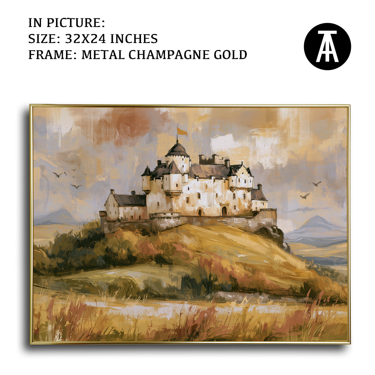 Artwork in Metal Champagne Gold Frame