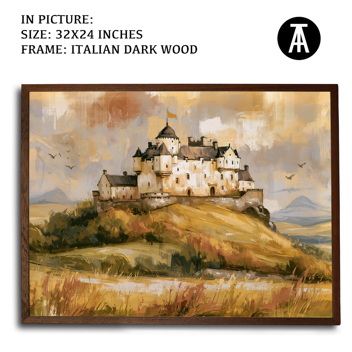 Artwork in Dark Wood Frame