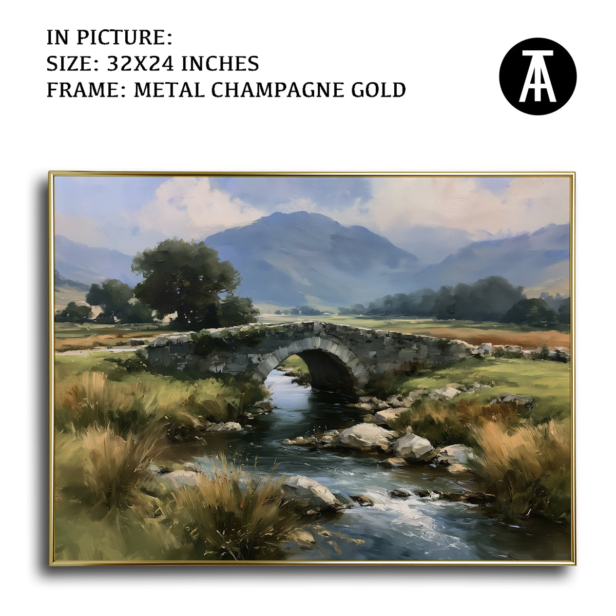 Artwork in Metal Champagne Gold Frame