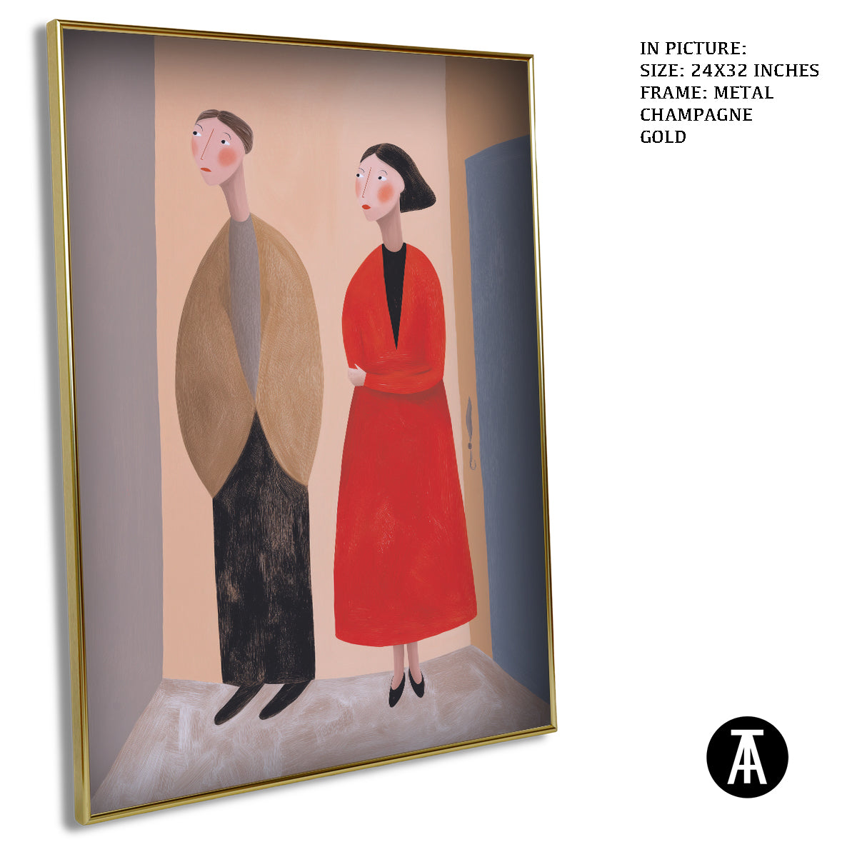 Artwork in Metal Champagne Gold Frame