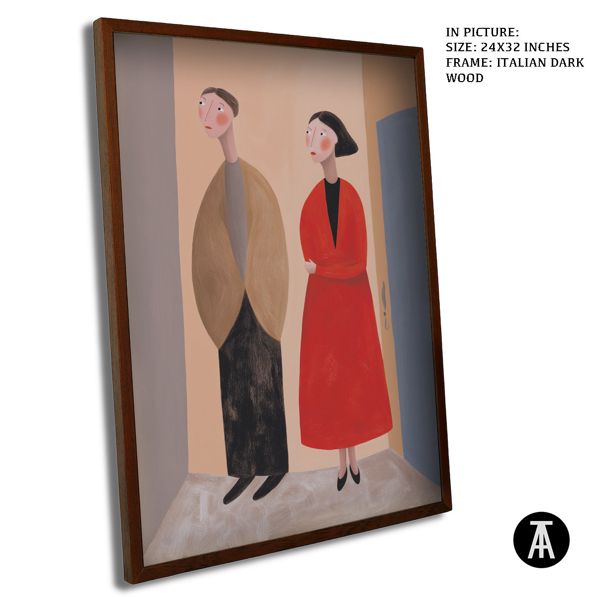 Artwork in Dark Wood Frame