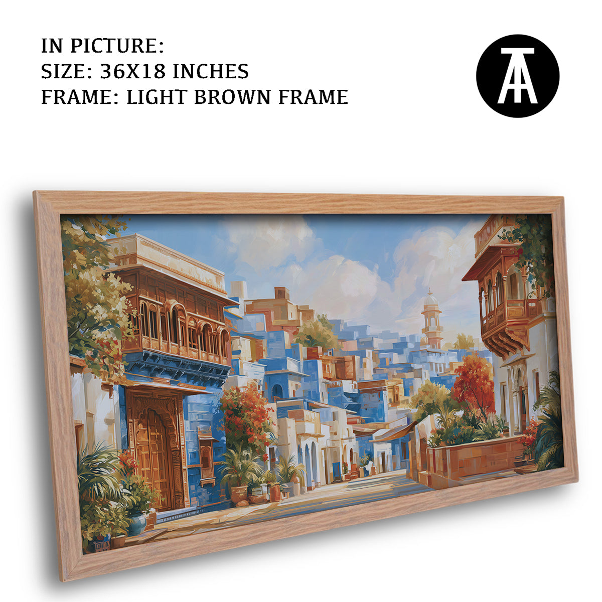 Artwork in Light Brown Frame