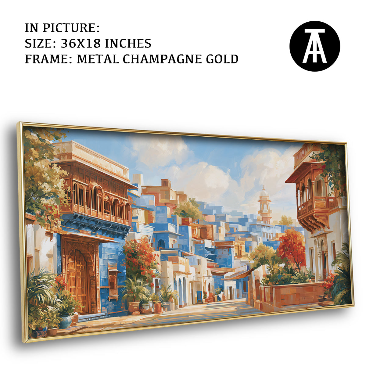 Artwork in Metal Champagne Gold Frame