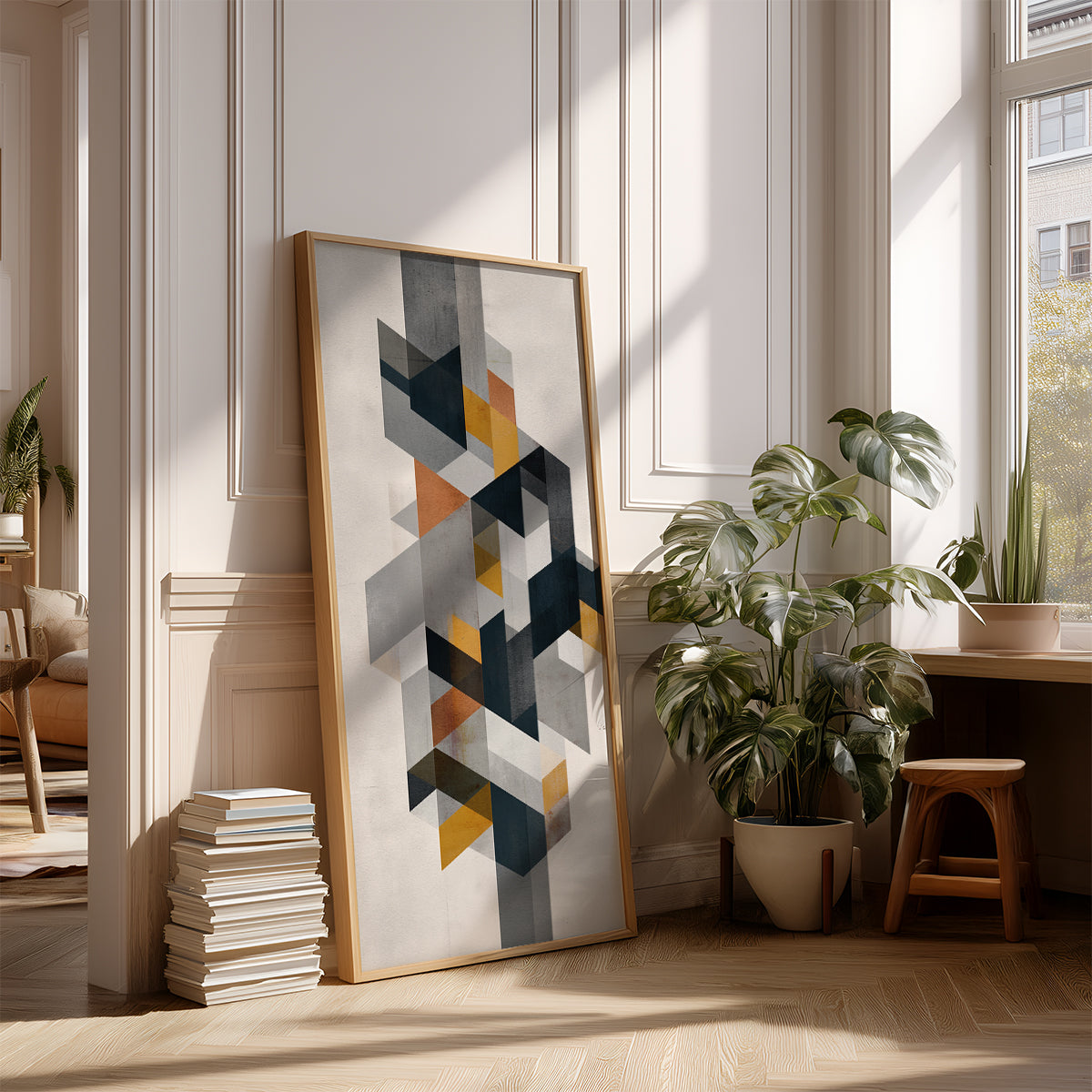 Panoramic Indian Painting in a Lifestyle Setting