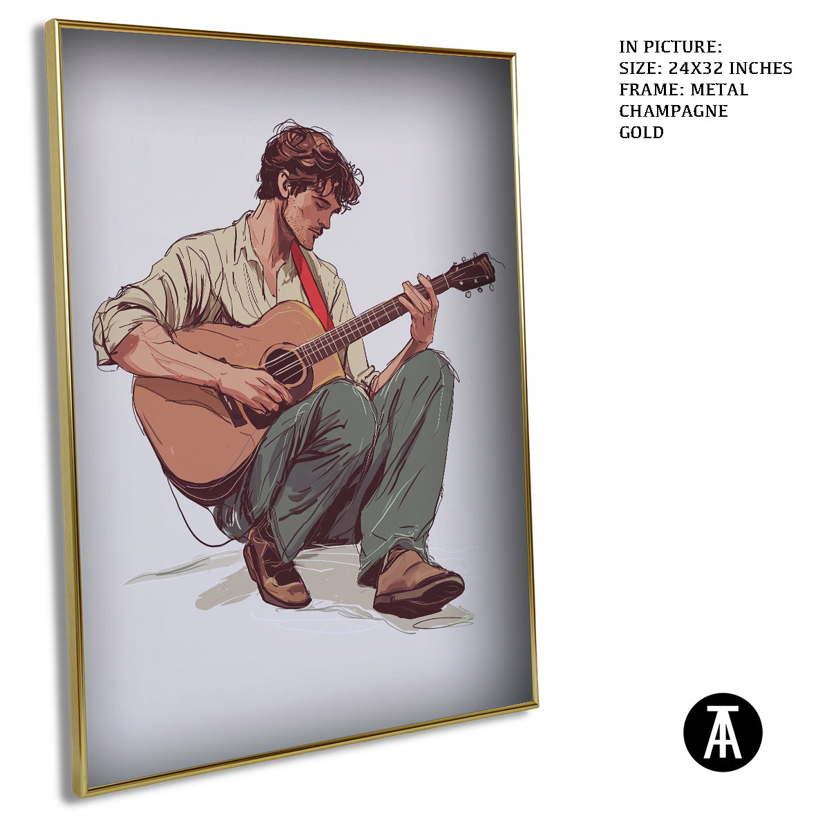 Artwork in Light Brown Frame