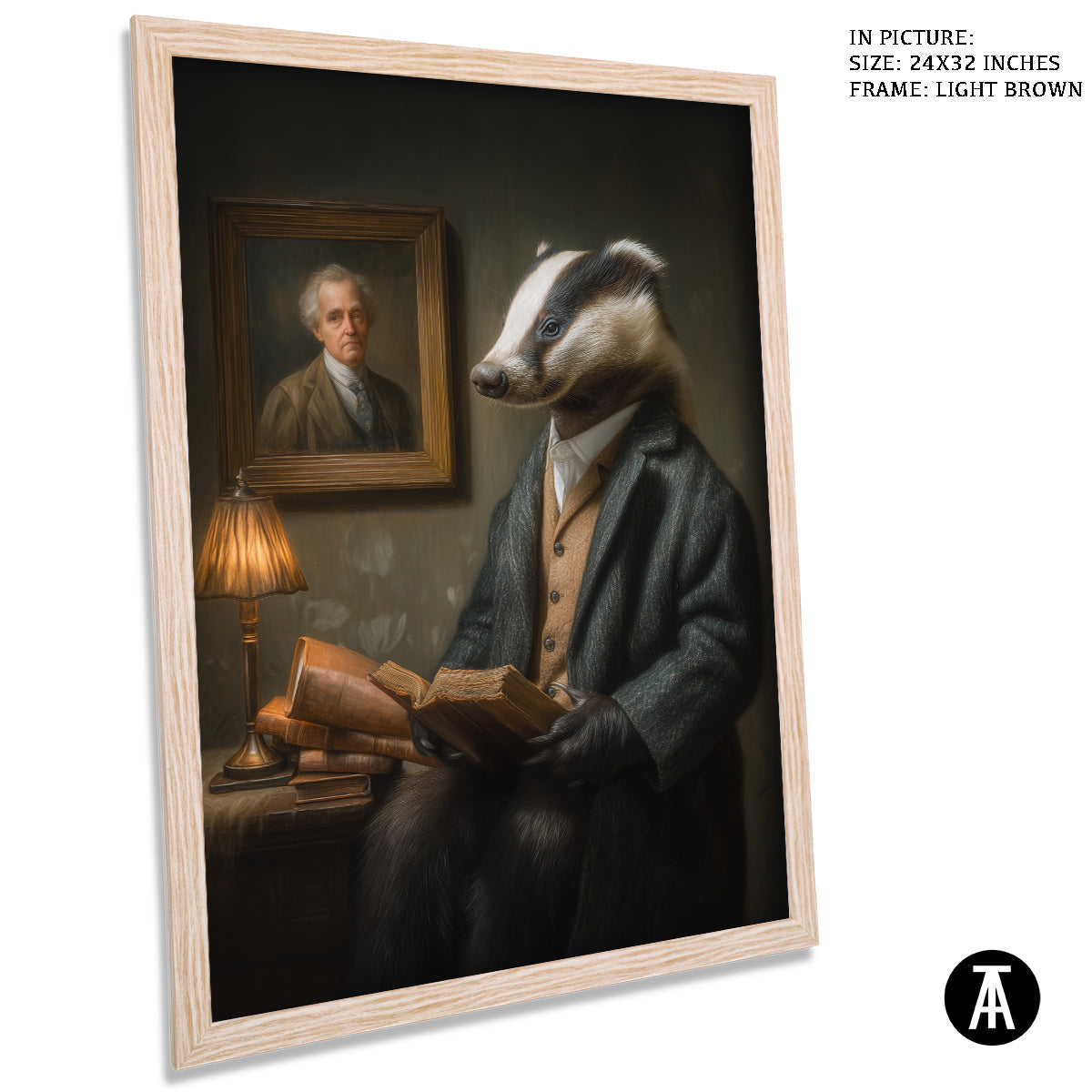 Artwork in Light Brown Frame