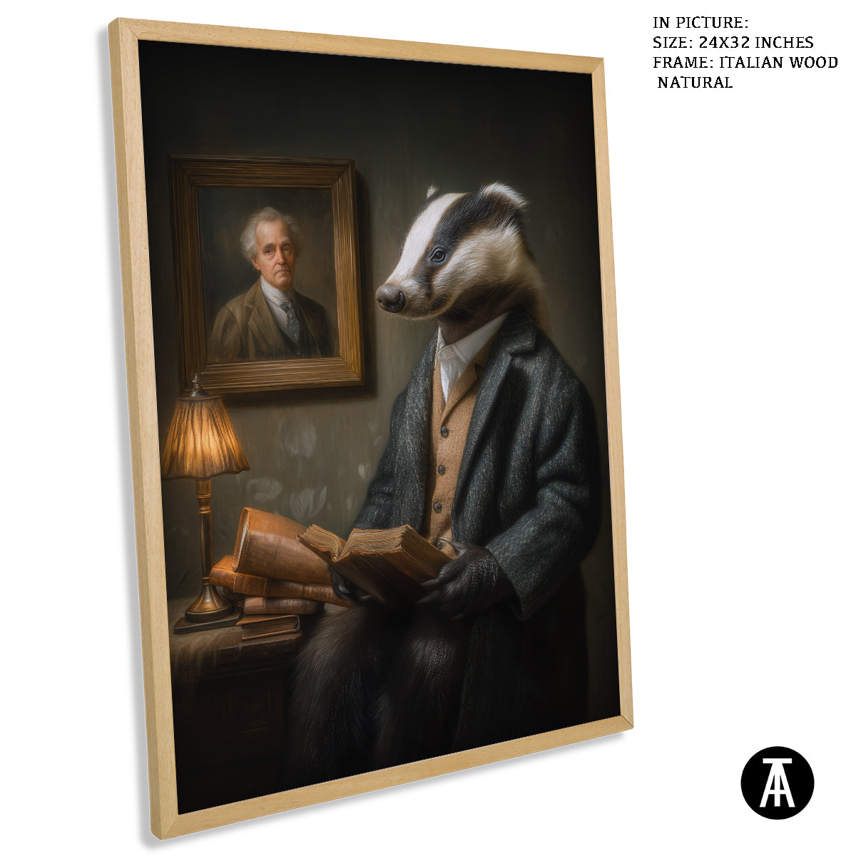 Artwork in Natural Wood Frame