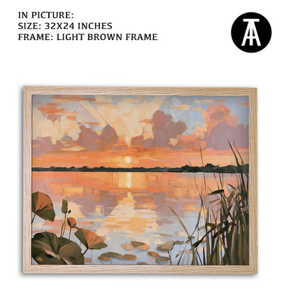 Artwork in Light Brown Frame