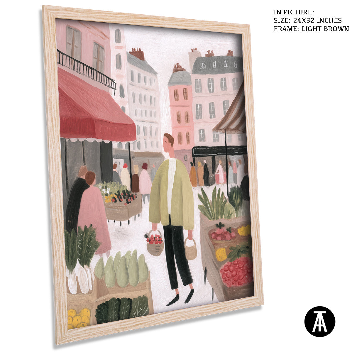 Artwork in Light Brown Frame