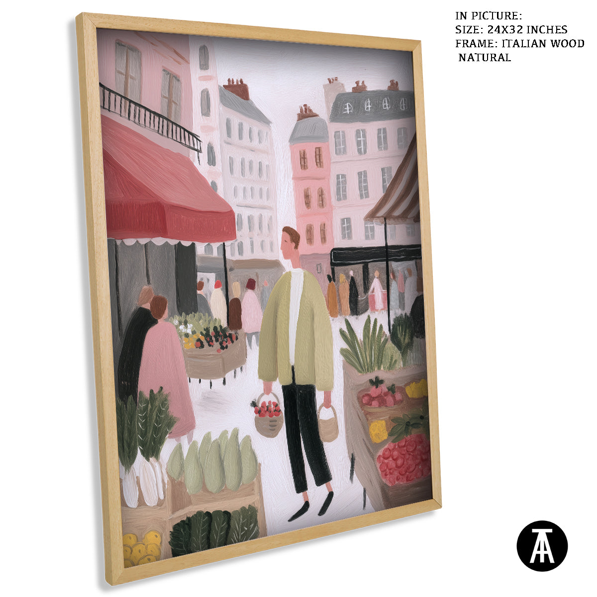 Artwork in Natural Wood Frame