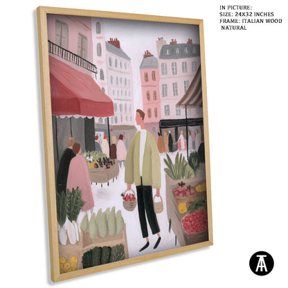 Artwork in Natural Wood Frame