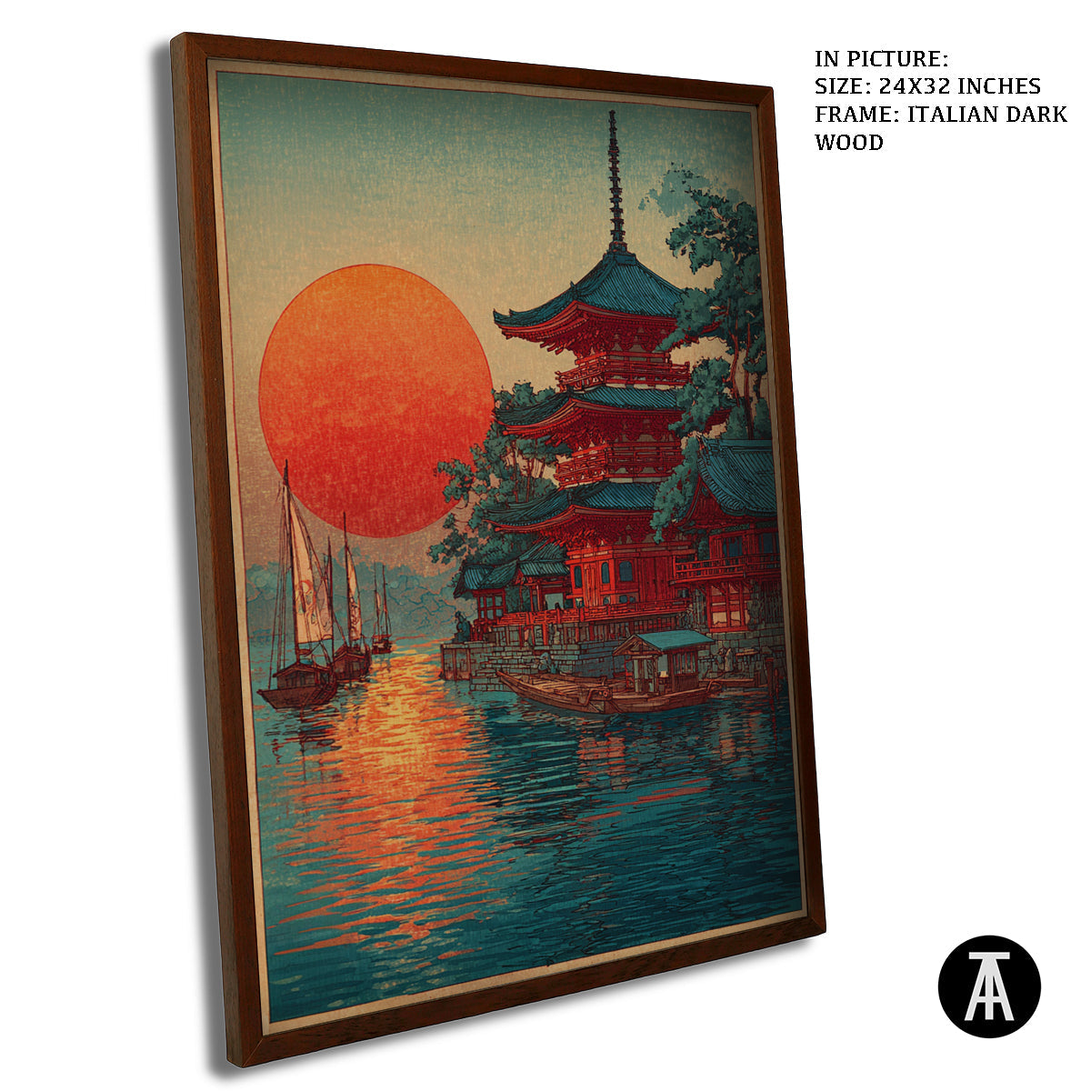 Artwork in Dark Wood Frame