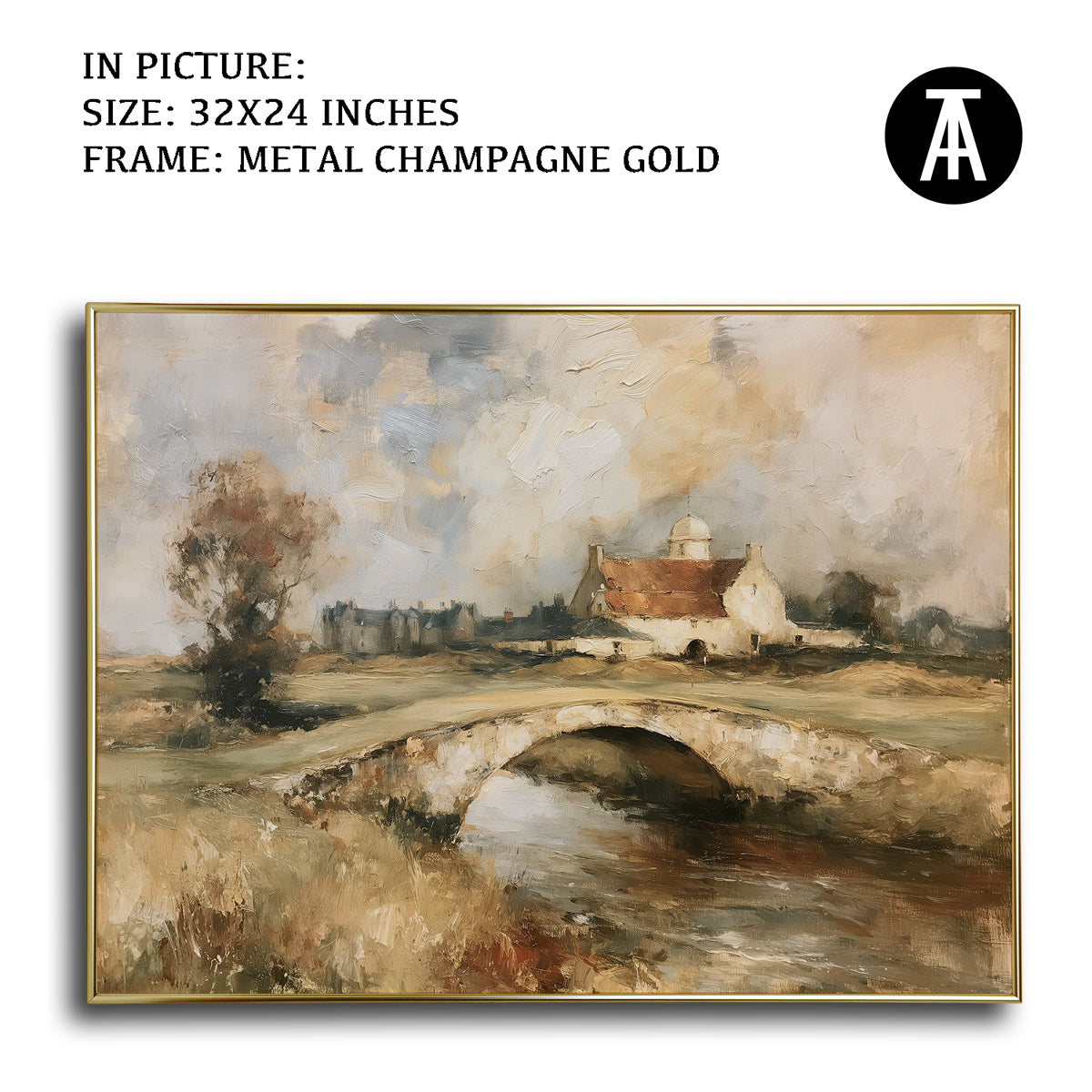 Artwork in Metal Champagne Gold Frame