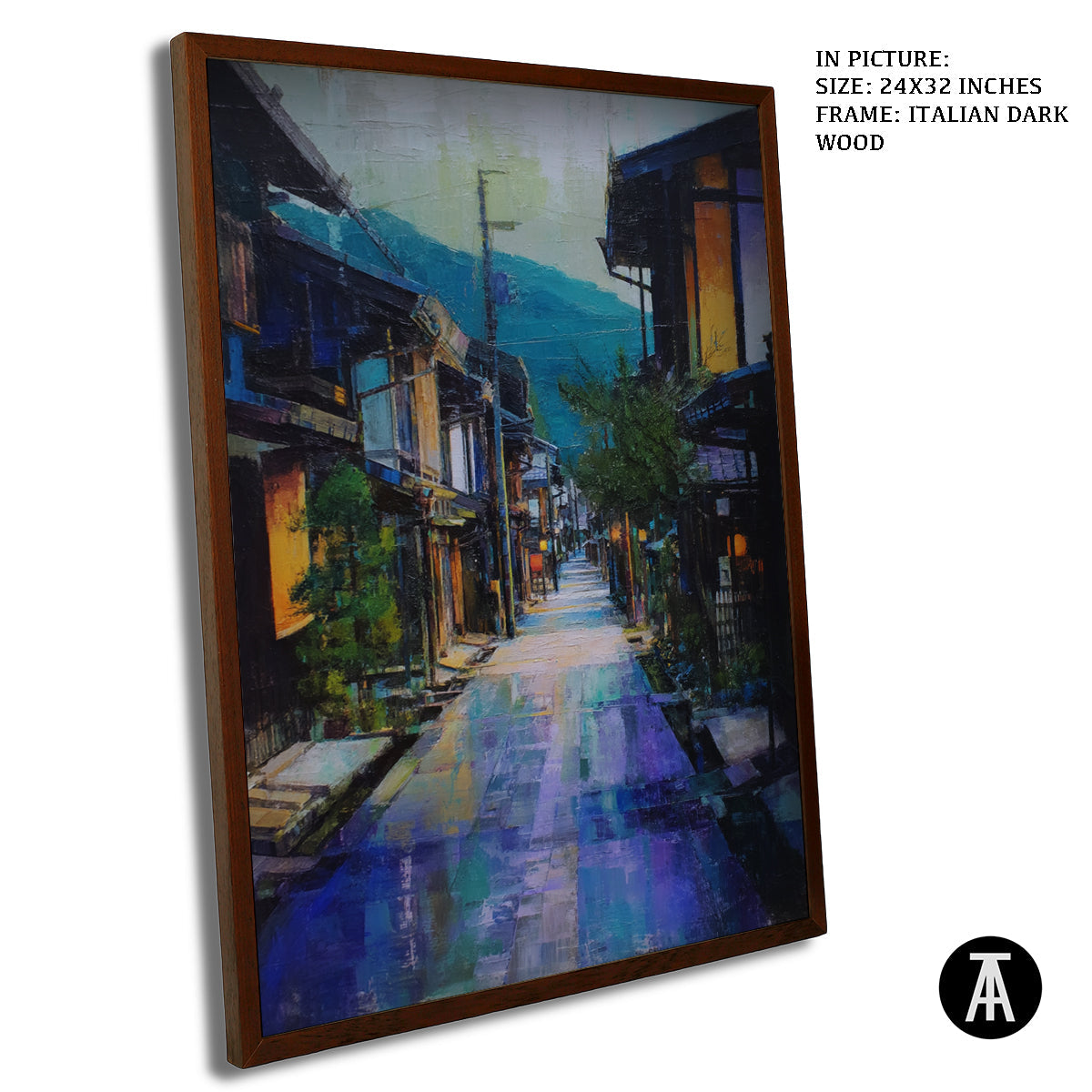 Artwork in Dark Wood Frame