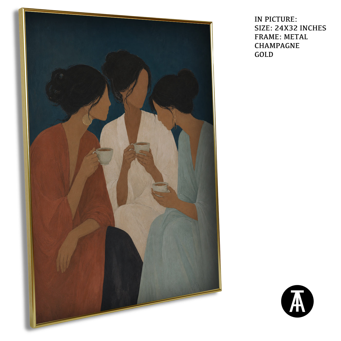 Artwork in Metal Champagne Gold Frame