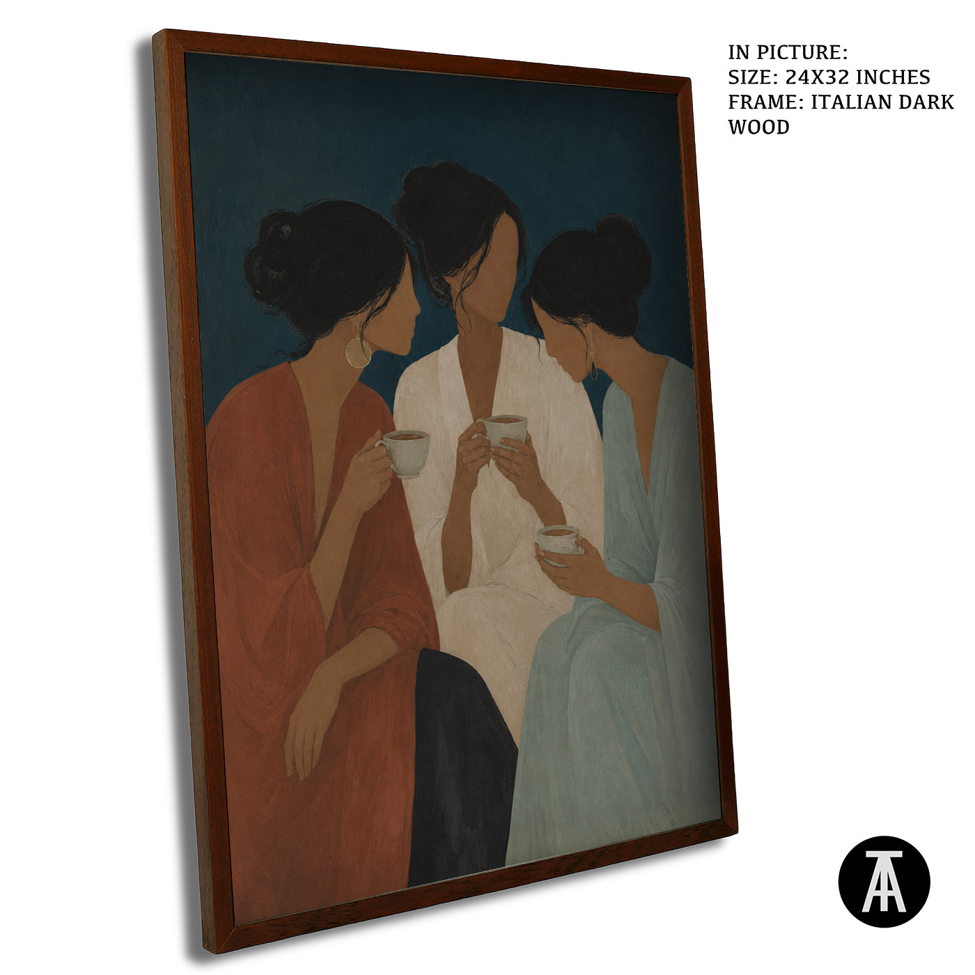 Artwork in Dark Wood Frame