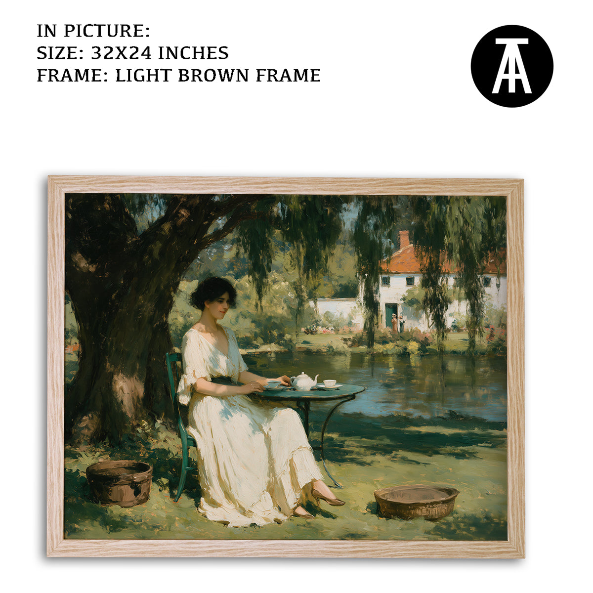 Artwork in Light Brown Frame